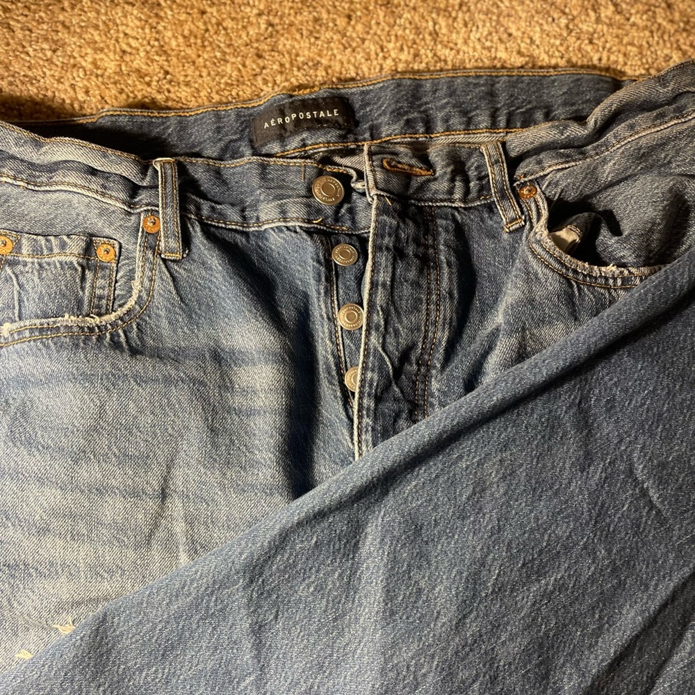 90s Baggy Dark Washed Ripped Jeans - Aéropostale